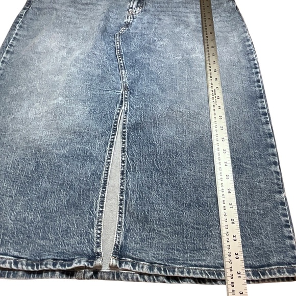 R JEANS Cotton Blend Split Front 5 Pocket Denim Midi Skirt Med Wash US Sz 36 - Picture 7 of 8